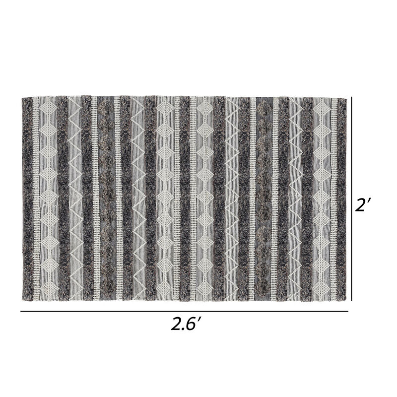 Ako 2 x 3 Indoor Outdoor Small Area Rug, Ivory Abstract Design, Gray Tones