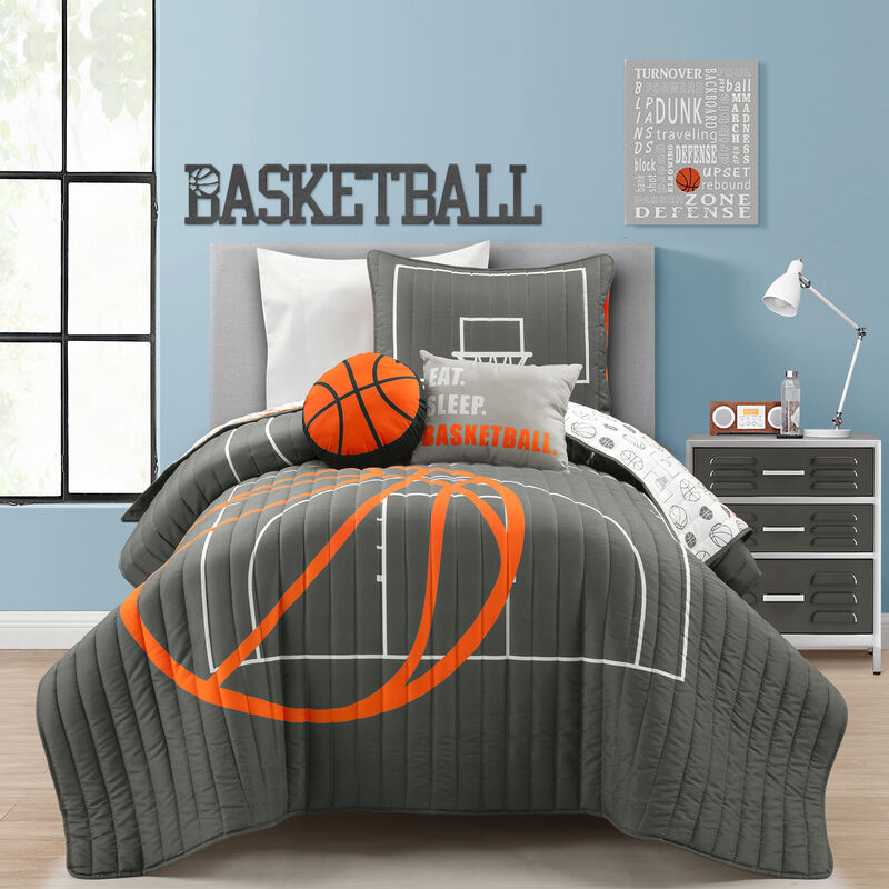 Basketball Game Reversible Oversized Quilt Set for Kids - Sports Decor