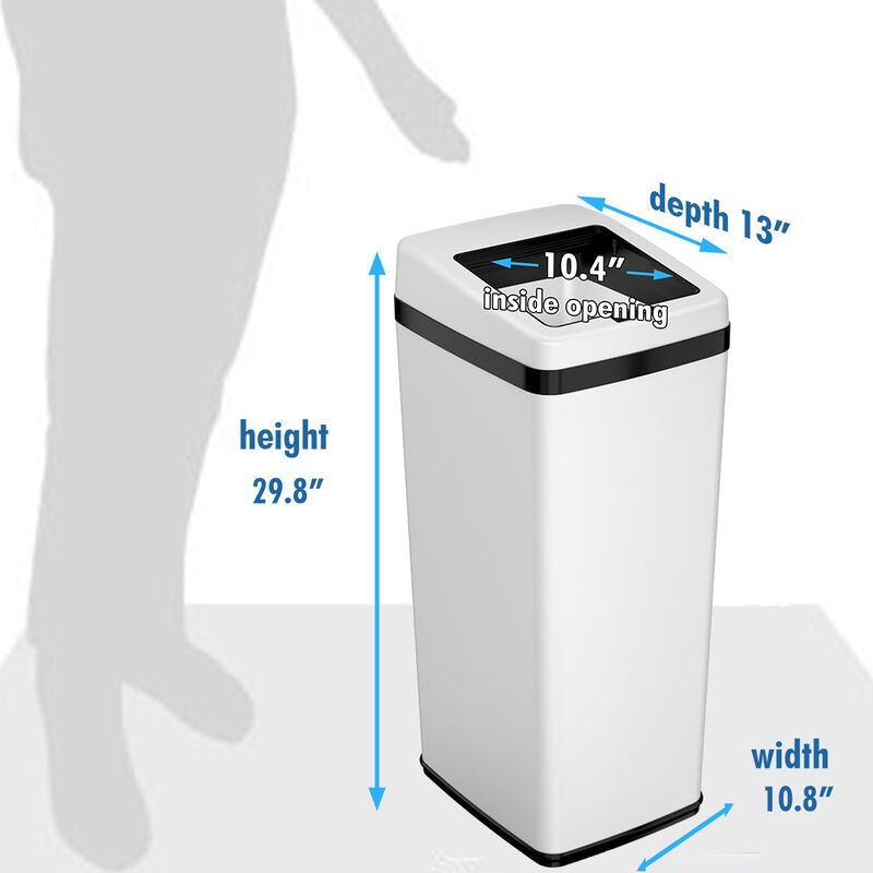 iTouchless 14 Gallon White Sliding Lid Sensor Trash Can