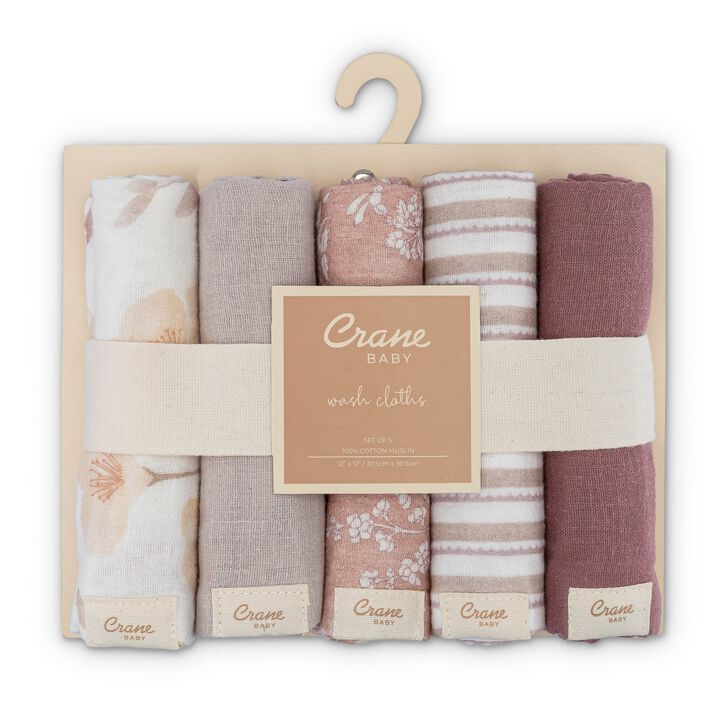 Violet 5-Piece Cotton Baby Washcloth Set