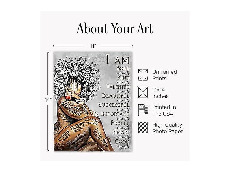 Black Woman Art Wall Decor 11 X 14 Inch African American Inspirational Women image number 1