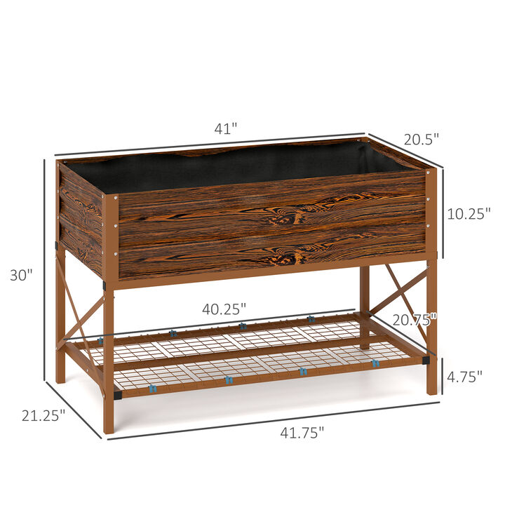 WOW PIONEER Galvanized Metal Raised Garden Bed Planter with Legs, Storage Shelf and Bed Liner for Patio, Balcony, Yard Gardening