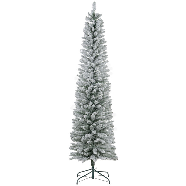 BreeBe 7ft Artificial Pencil Christmas Tree with Metal Base