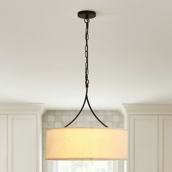 ELEMENT ACE Adjustable Height Drum Pendant Ceiling Light Fixture, Transitional Chandelier for Dining Room Over Table, Kitchen Island, Living Room Entryway