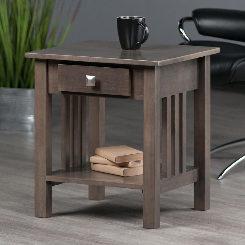 Stafford End Table, Oyster Gray