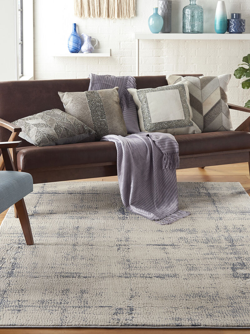 Rustic Textures RUS06 Ivory/Blue 6' x 9' Rug