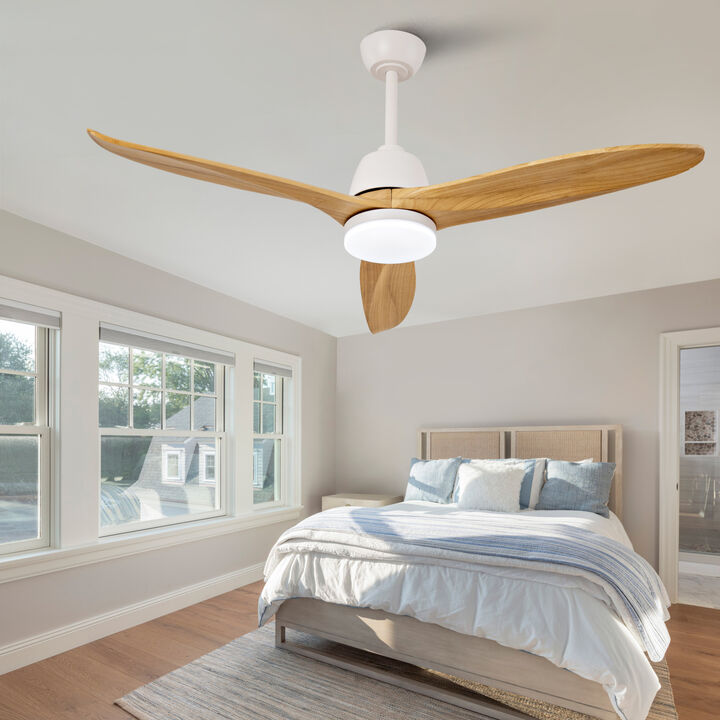 ELEMENT ACE 52 Inch Ceiling Fan with Integrated LED Light, Reversible DC Motor, Remote Control, Solid Wood Blades, 3 Dimmable Color Temperature Settings Quiet Indoor Cooling