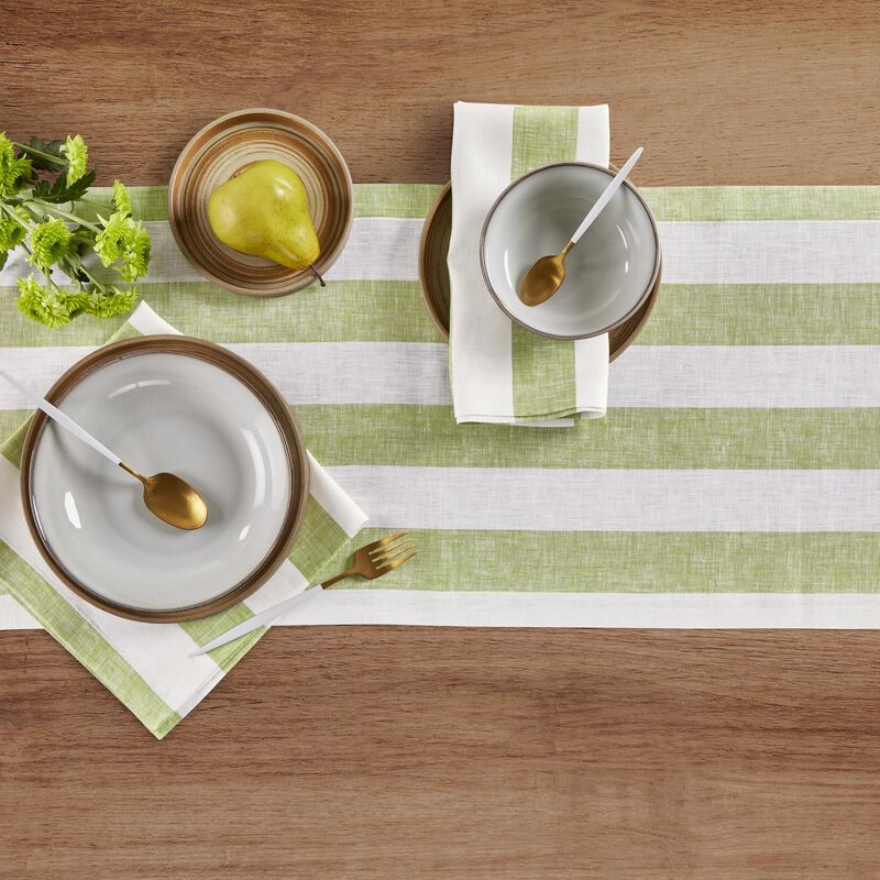 Solino Home 100% Pure Linen Table Runner - Cabana Stripe