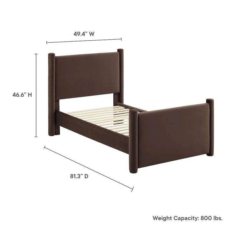 Modway Rael Performance Velvet Twin Platform Bed image number 2