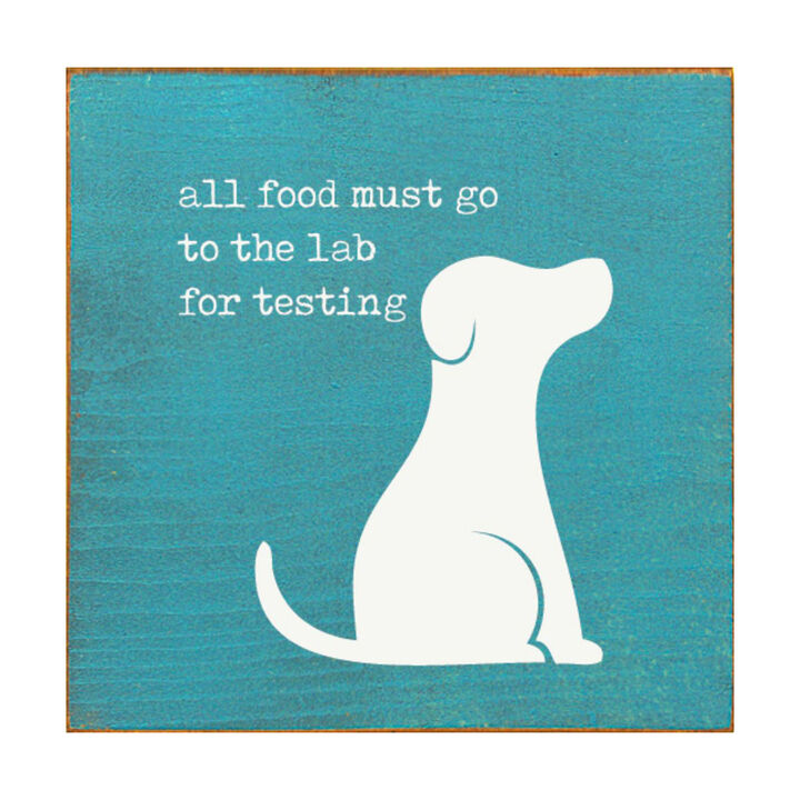 Pet Lover Wood Wall Sign All Food Must Go To The Lab For Testing Solid Pine Decor