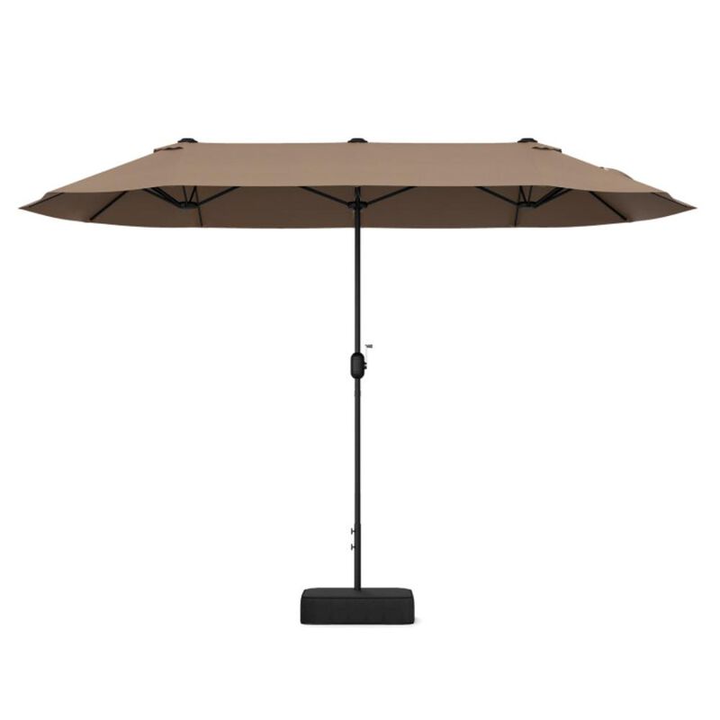 Hivvago 13 Feet Double-Sided Patio Twin Table Umbrella with Crank Handle