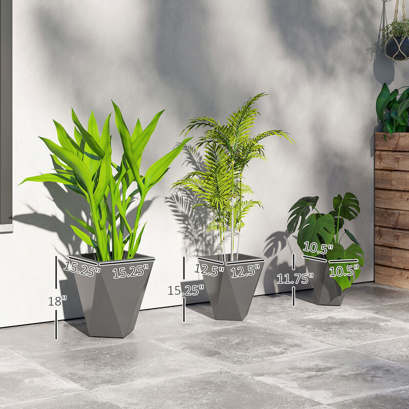 Hivvago 3-Pack Stackable MgO Planters with Drainage image number 2