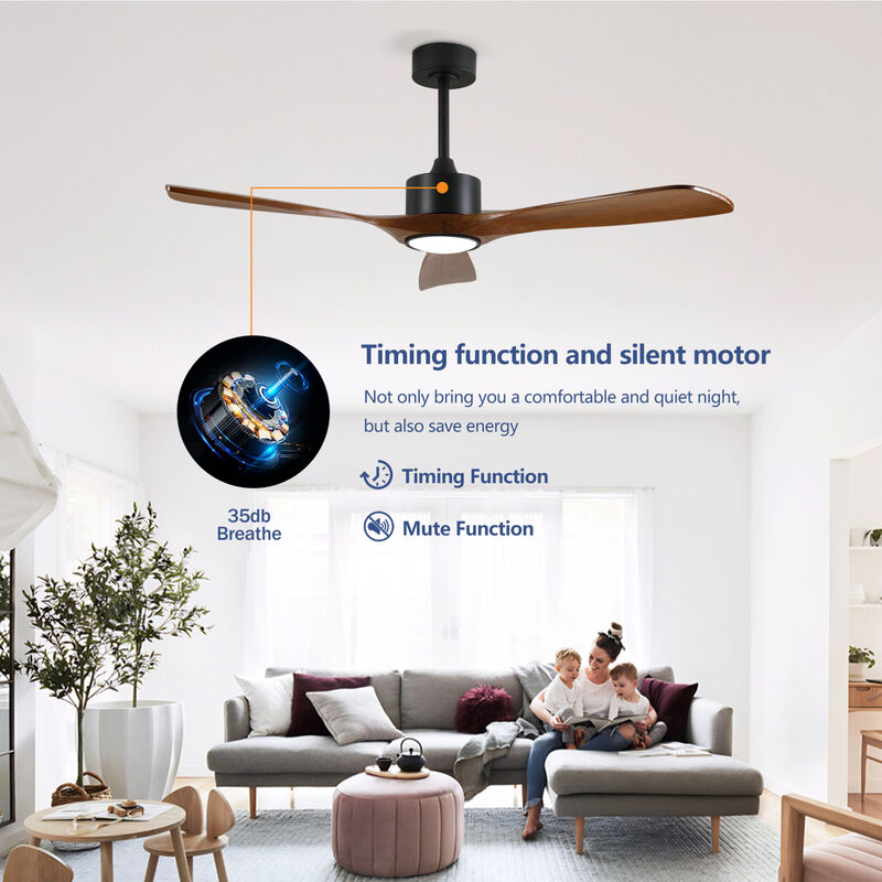 ELEMENT ACE 52 Inch 3 Rod Ceiling Fan with Dimmable LED Light Kit, 6 Speed Reversible Quiet DC Motor, Remote Control for Patio Living Room Bedroom Office Indoor Use image number 9