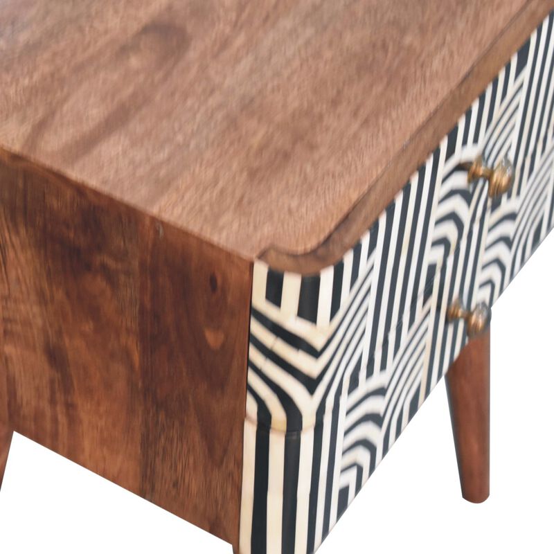 Artisan Furniture Solid Wood Honey Caramel Edessa Bone Inlay Bedside