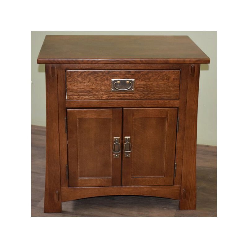 Crafters and Weavers Mission Style Solid Oak Nightstand Model A3 - Walnut