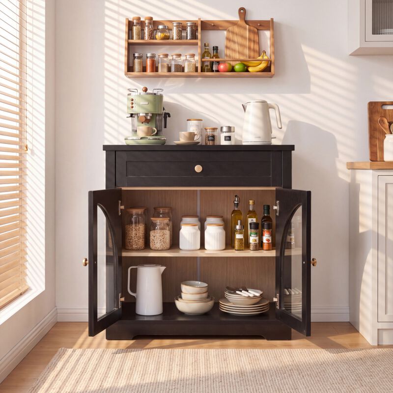 Medful Arched Glass Door Sideboard Cabinet image number 2