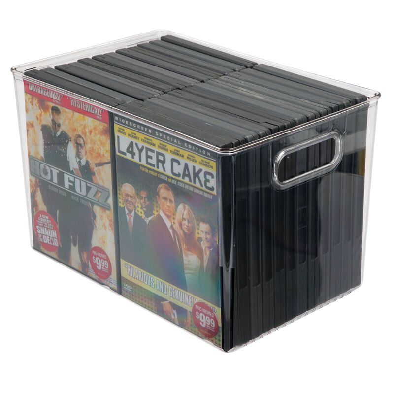 mDesign Deep Plastic Home Storage Organizer Bin, Built-In Handles, 2 Pack, Clear image number 8