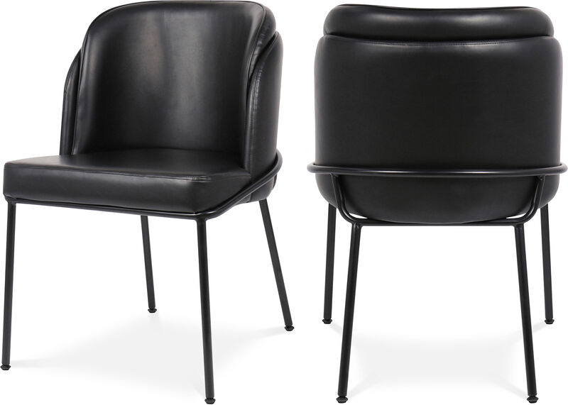 Meridian Furniture Jagger Black Vegan Leather Dining Chair, Set of 2