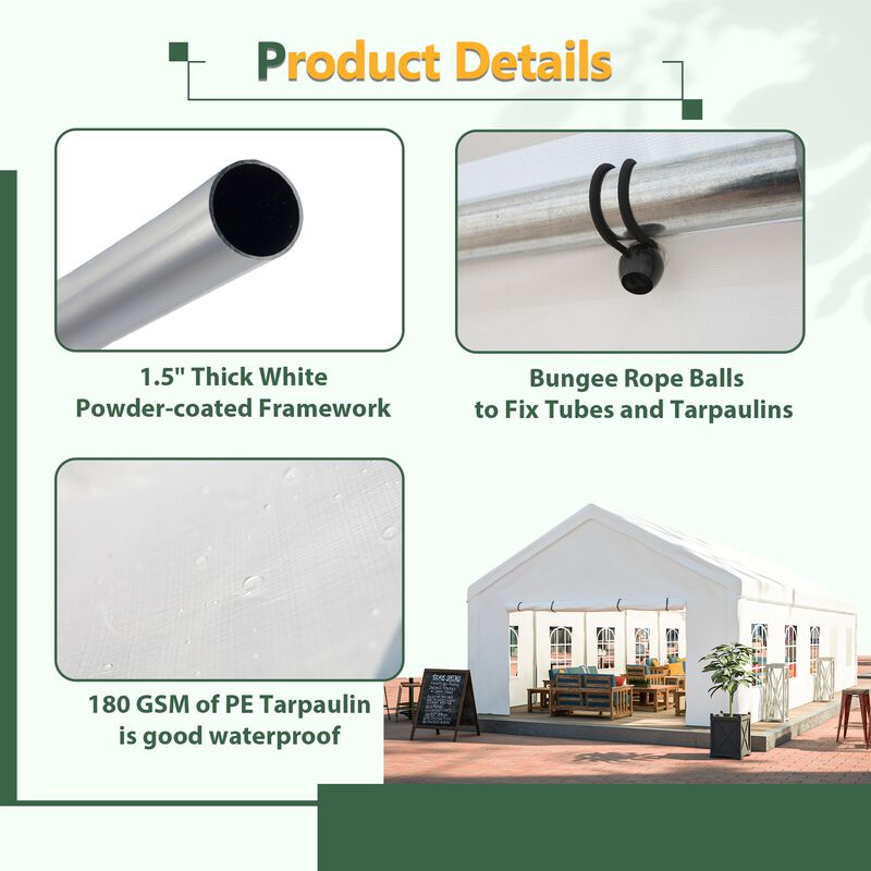 16x32 FT Party Tent with 3 Storage Bags & Removable Sidewalls, Outdoor Canopy Gazebo image number 9