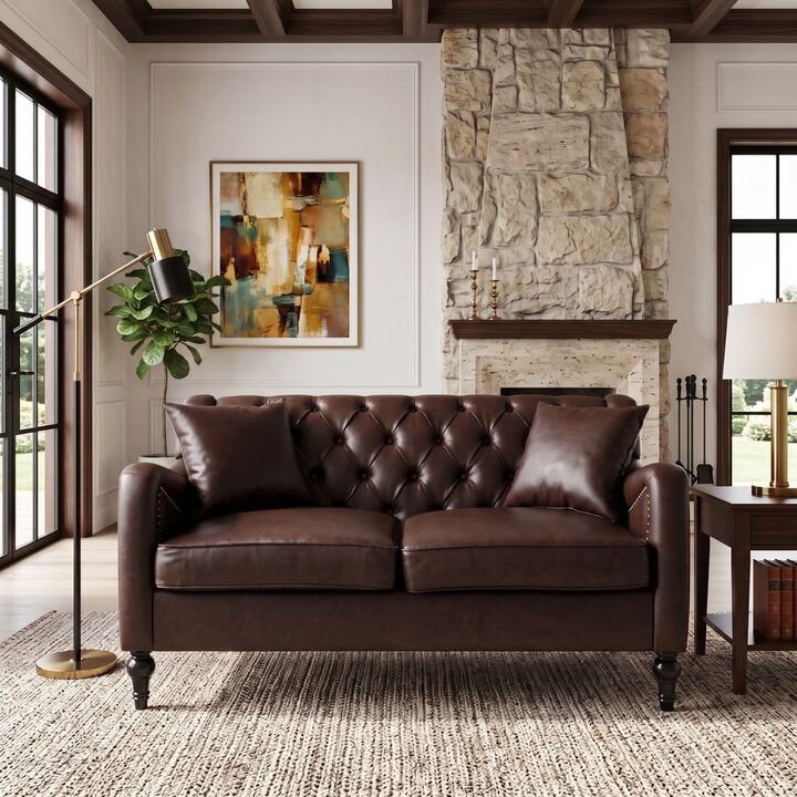 Nulin PU Leather Loveseat Sofa