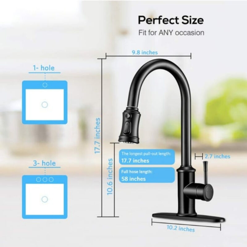 Kitchen Faucet with 3 Mode Pull Down Sprayer and 360&deg; Swivel for Kitchen