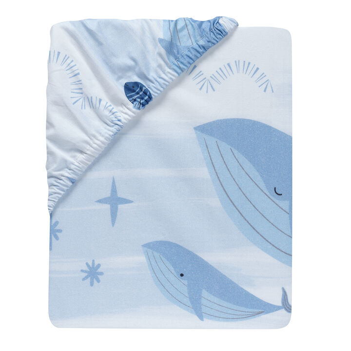 Lambs & Ivy Bubbles & Squirt 100% Cotton Whale/Ocean Fitted Crib/Toddler Sheet
