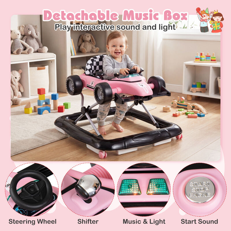 4-in-1 Adjustable Baby Walker with Activity Center and Music Box image number 6