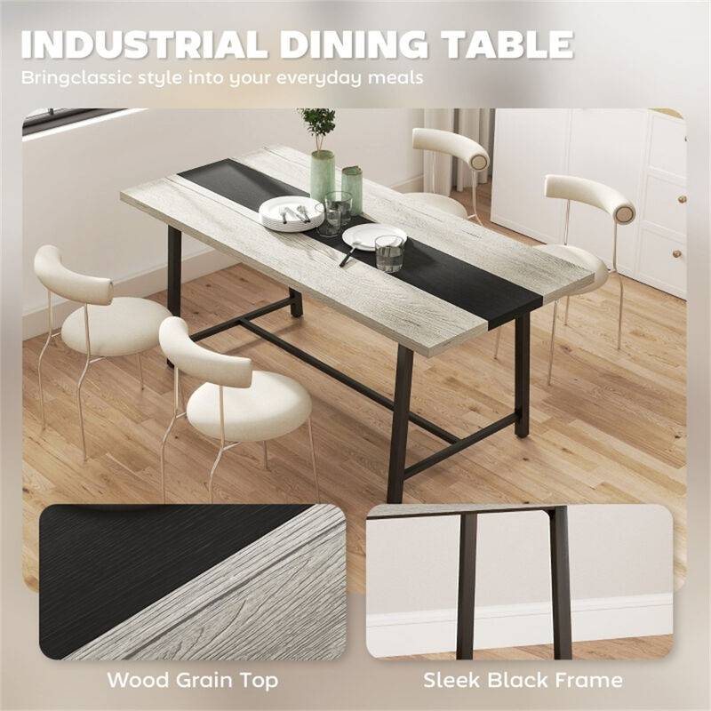 Wooden Top Dining Table with Metal Legs For Dining Room image number 4