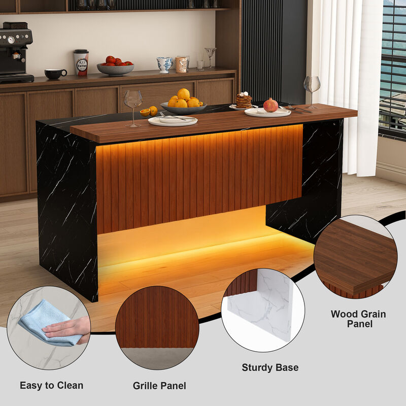 Sikwar Modern Marble-Look Surface Kitchen Island image number 3