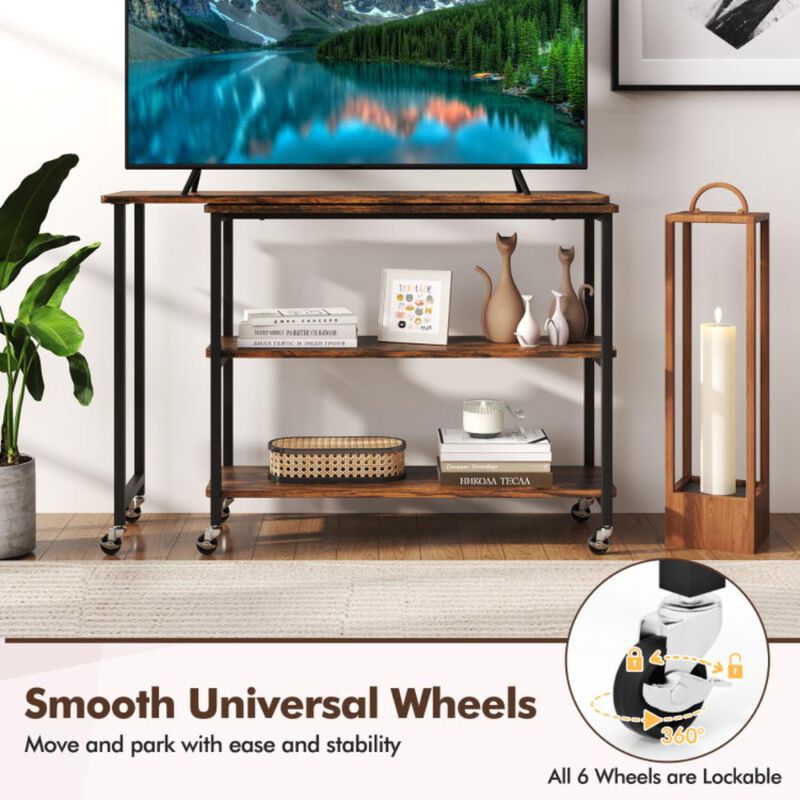 Hivvago Patented Large 360-Degree Free Rotating Sofa Side Table with Wheels and Storage Shelf