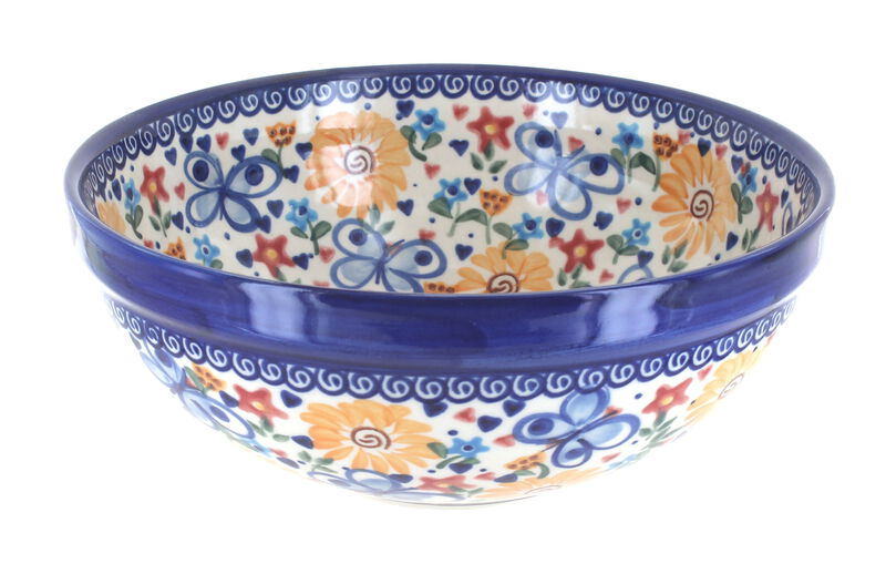 Blue Rose Polish Pottery Daisy Surprise Small Serving Bowl