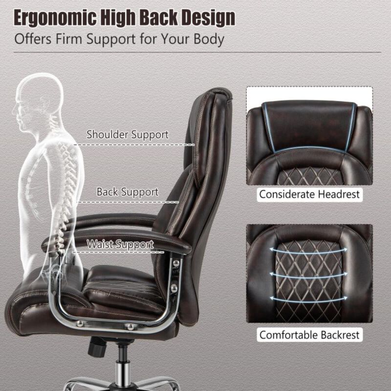 Hivvago Height Adjustable Big and Tall Office Chair Computer Desk Chair with Metal Base
