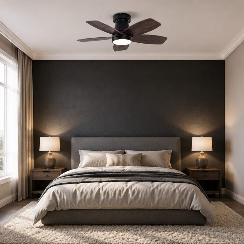 ELEMENT ACE Low Profile Flush Mount Ceiling Fan with Integrated Lighting, Remote Control, Reversible Motor, Dimmable for Bedroom Living Room Outdoor Use image number 2