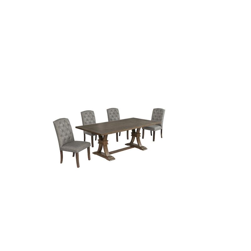Best Quality Furniture 5 Piece Traditional Dining With Dark Grey Dining Chairs