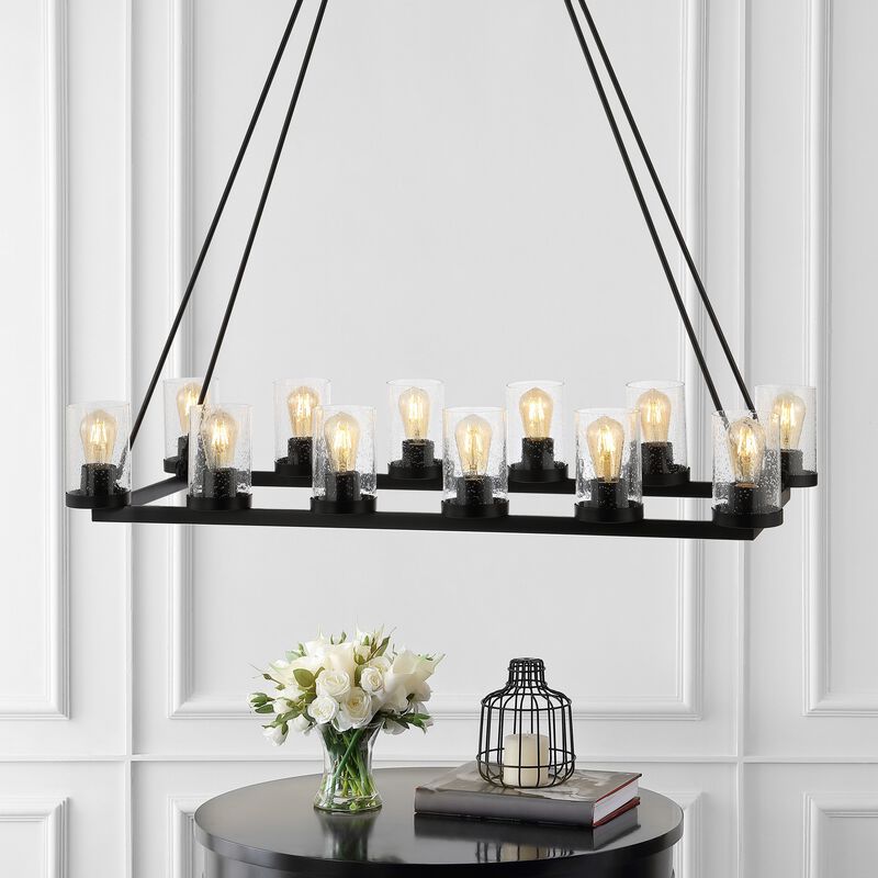 Pablo 8-Light Iron/Seeded Glass Bohemian Cottae LED Chandelier