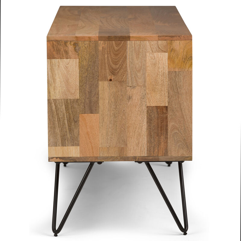 Hunter SOLID MANGO WOOD 60 inch Wide Industrial TV Media Stand in Natural For TVs up to 65 inches