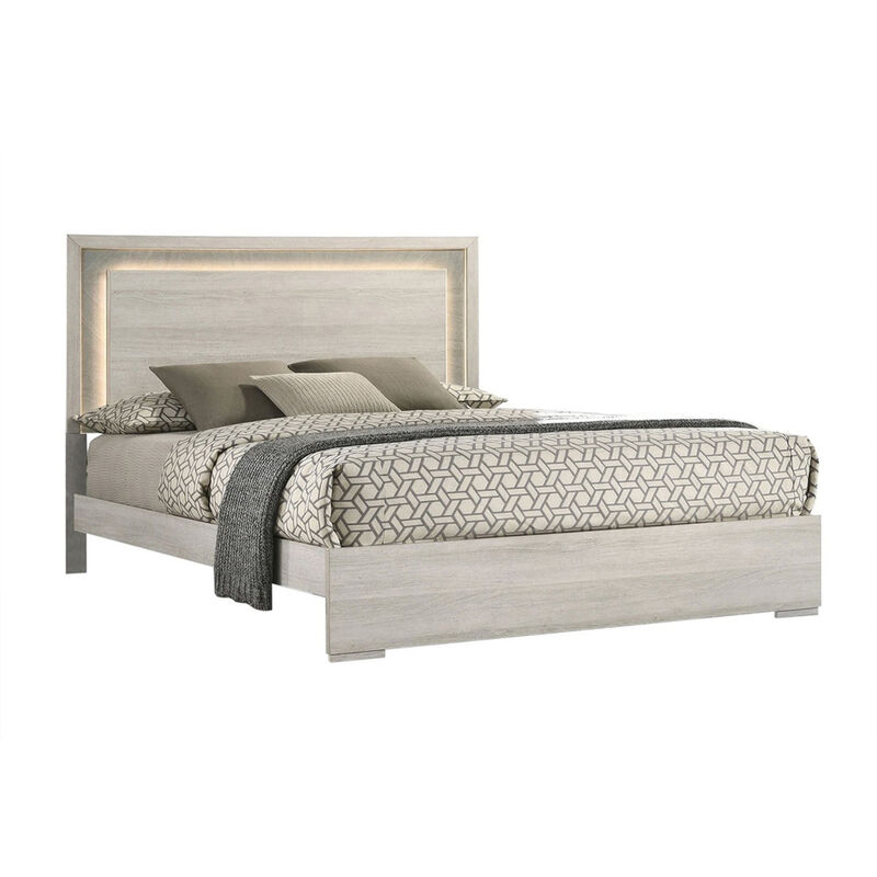 Queen Bedroom Set, White Wash, Stone Gray, 2 Piece Set with Nightstand image number 3