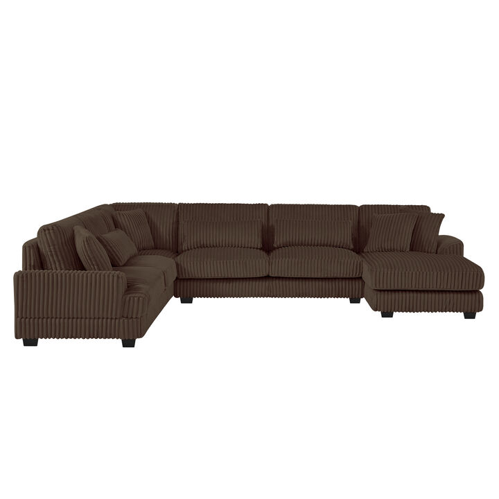 Defbux Oversized U‑Shaped Corduroy Sectional Sofa