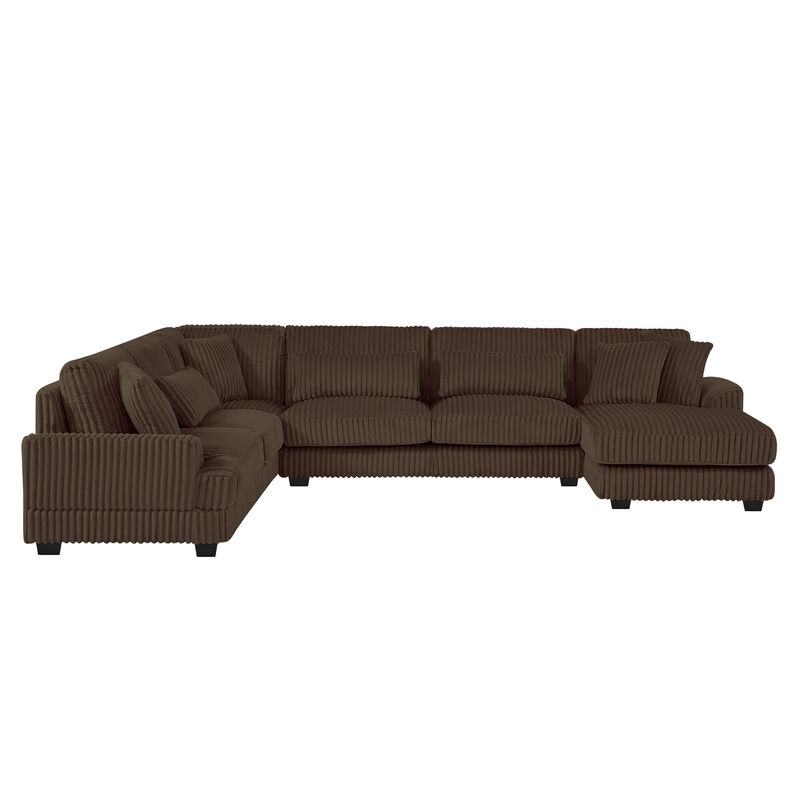 Defbux Oversized U‑Shaped Corduroy Sectional Sofa image number 0