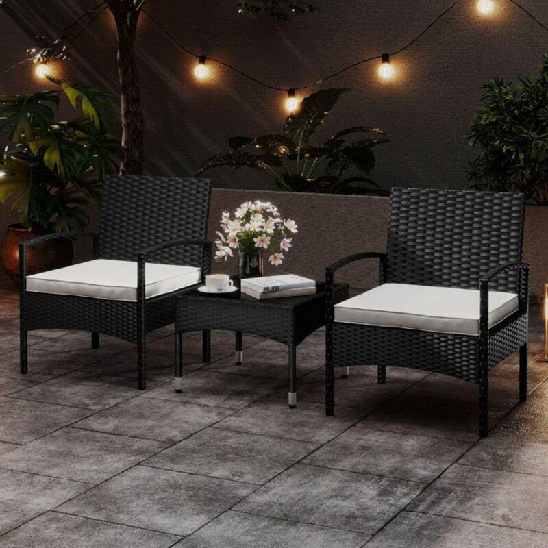 Beige Rattan Bistro Chair and Table 3 Piece Patio Set image number 3