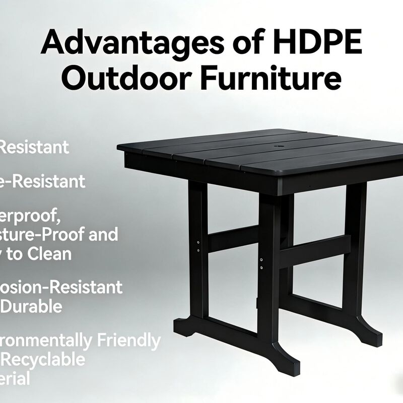 WOW PIONEER Weather Resistant HDPE Outdoor Patio Dining Table with Umbrella Hole image number 9