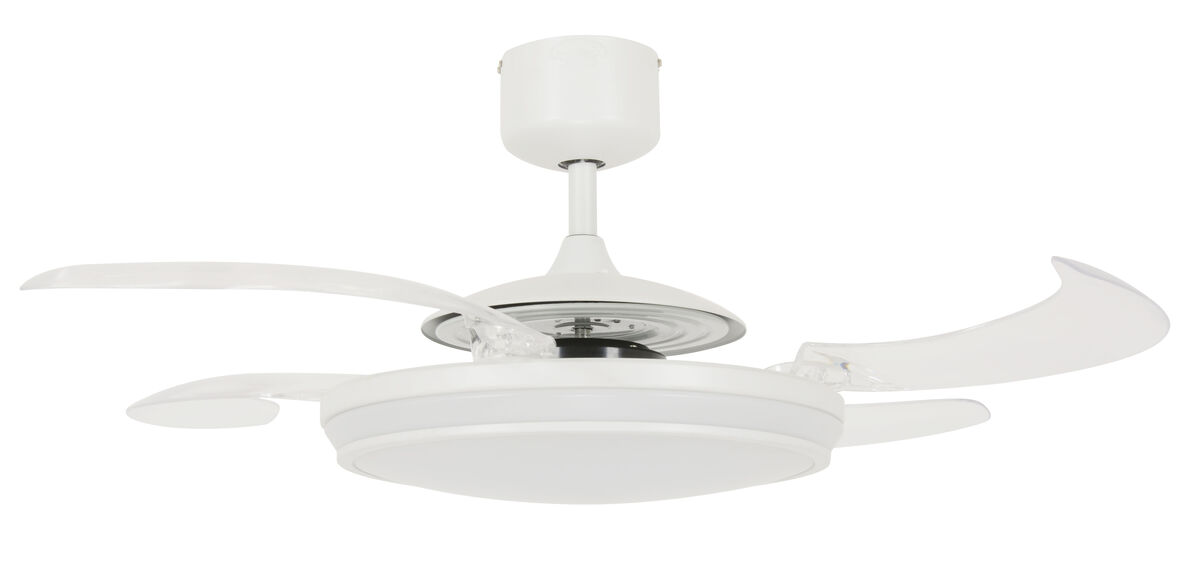 Fanaway Evo1 48" Retractable Blade Ceiling Fan with Light and Remote, Color Adjustable LED Fandelier Ceiling Fan, Patented Design Technology, Stronger Thicker Blades