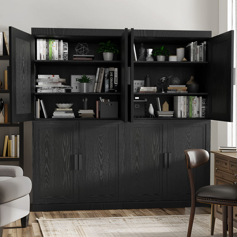 62" High Black Wood Grain Decorative Storage Cabinet with Sufficient Space for 12 Shelves image number 2