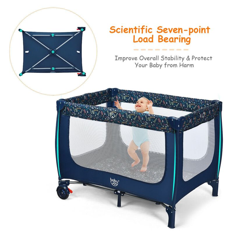 Portable Baby Playpen with Mattress Foldable Design