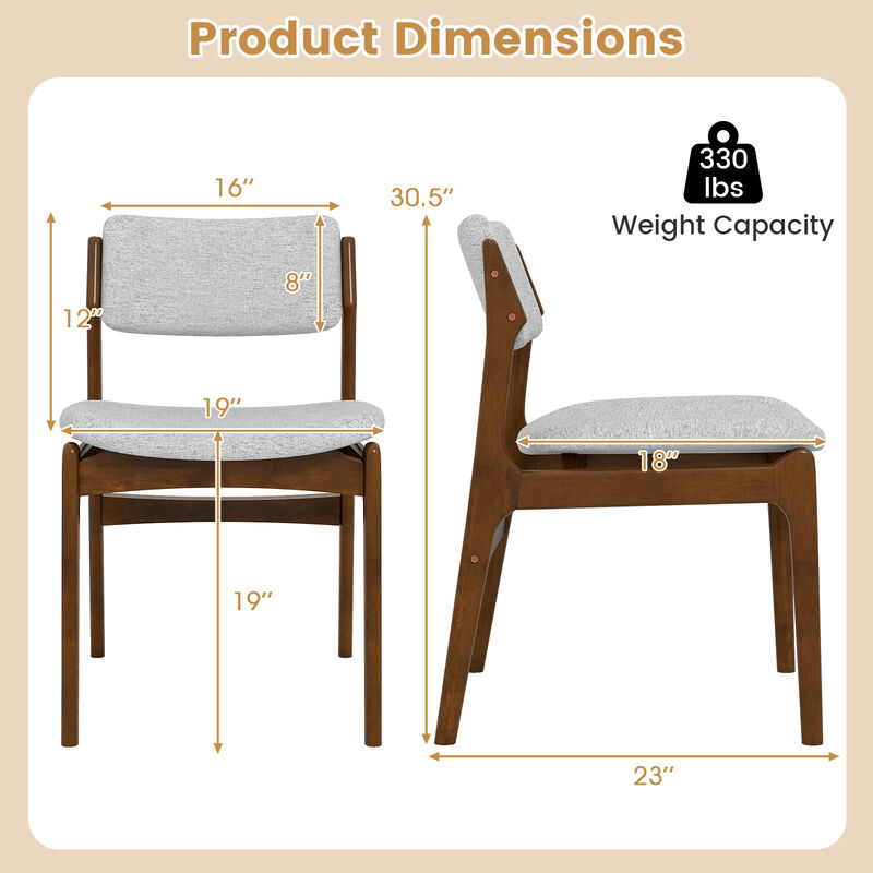 Set of 4 Modern Dining Chairs with Padded Seats and Rubber Wood Legs image number 2
