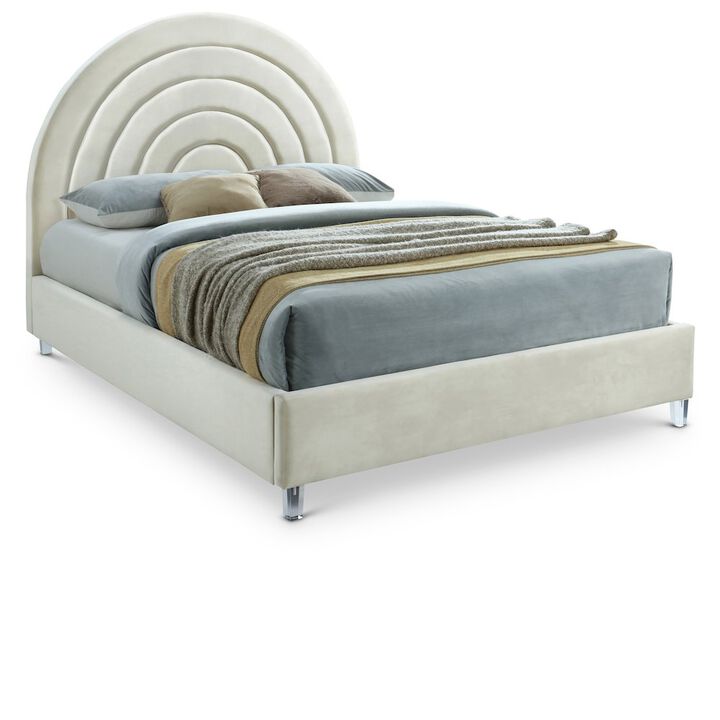 Meridian Furniture Rainbow Cream Velvet King Bed