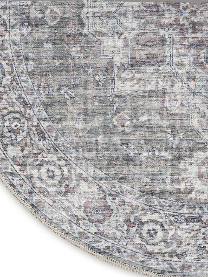 Machine Washable Series 1 SR101 Ivory/Gray 5'3" x Round Rug