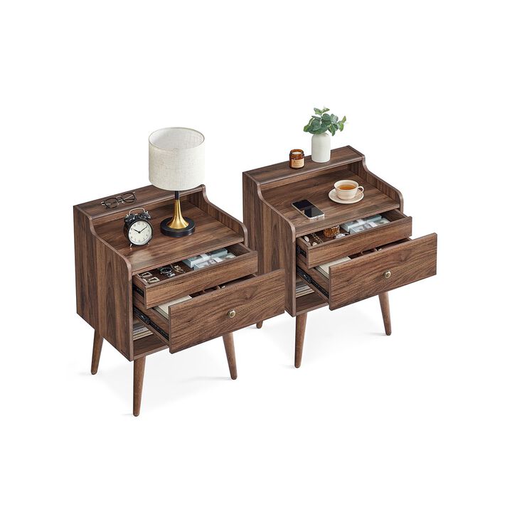 Minimalist Bedside Table Set with Hidden Drawers – Set of 2 for Streamlined Bedroom Organization