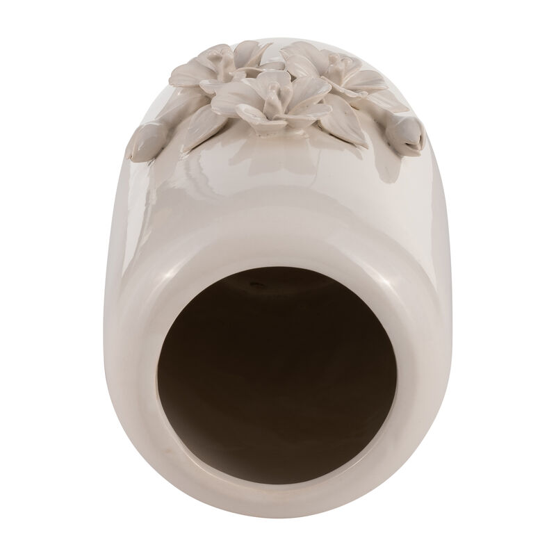 Cer, 8"h Flower Bunch Vase, Ivory image number 5