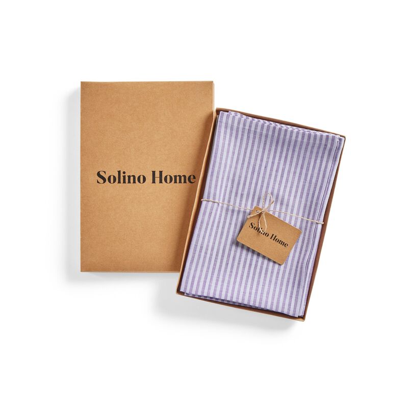 Christmas Linen Dinner Napkins 20 x 20 in Set of 4 - Narrow Stripe, Solino Home